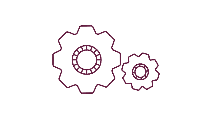 An illustration of two interlinked cogs.