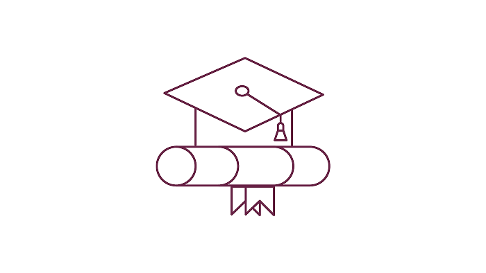 An illustration of a graduation cap and scroll