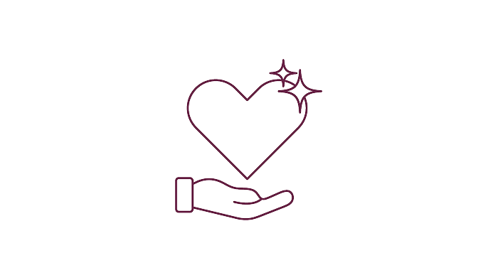 An illustration of an open hand under a heart symbol.