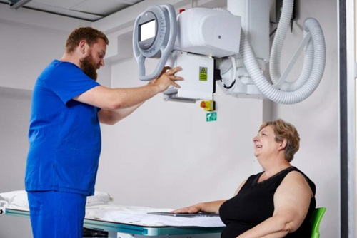 Diagnostic Radiography room with patient