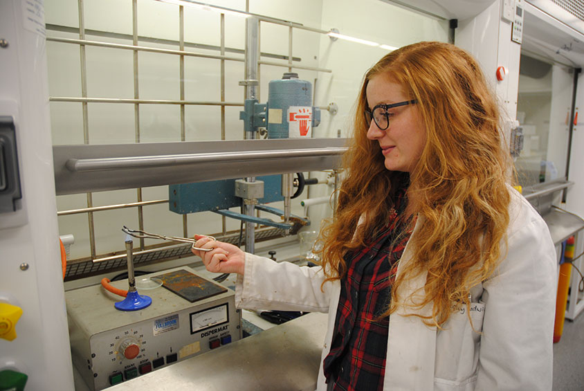 Becky Chadwick in a laboratory