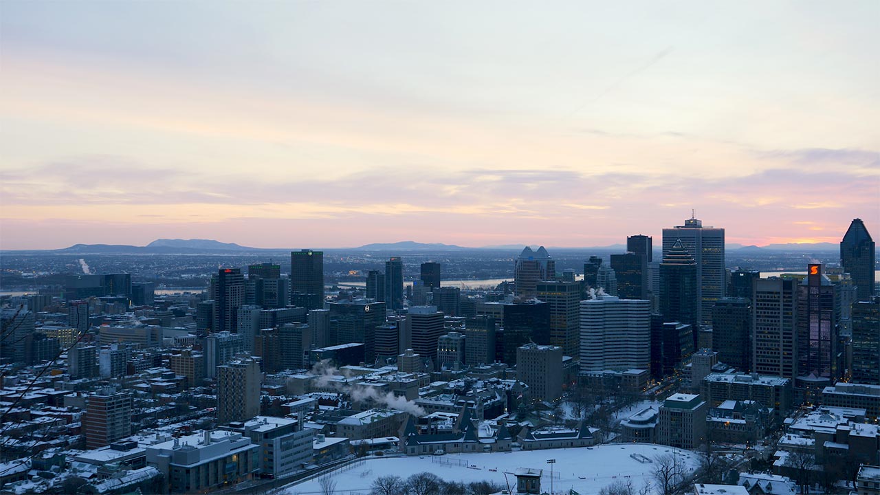 An aerial shot of Montreal city