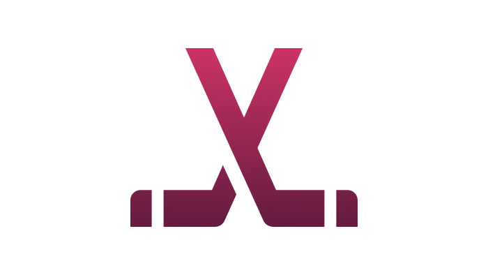 An icon of two interlinked hockey sticks