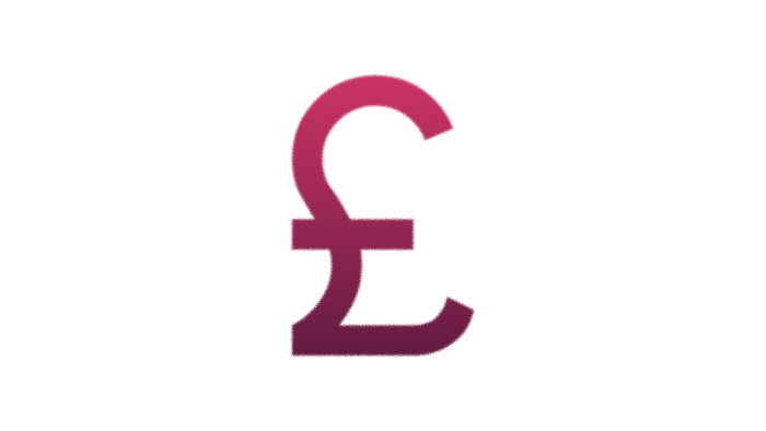 A red British pound sterling symbol on a white background.