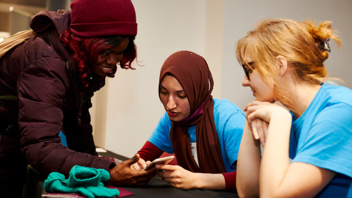 Two Sheffield Hallam open day reps