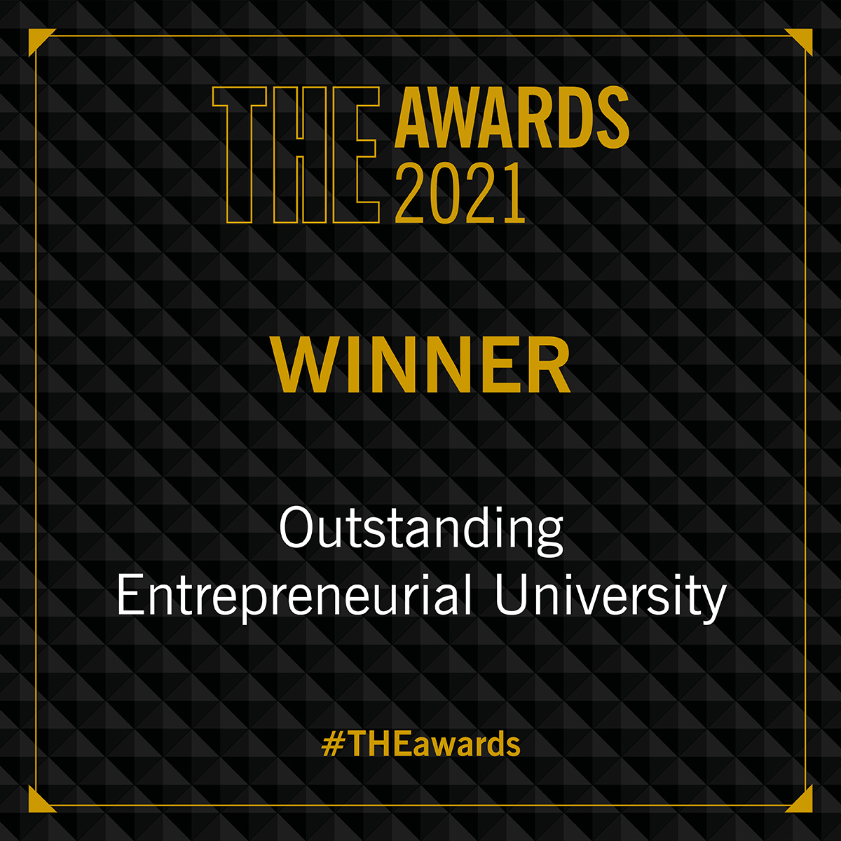 Image showing text Sheffield Hallam University Times Higher Education Awards 2021 winner for Outstanding Entrepreneurial University
