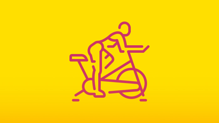 An illustration depicting a person on an exercise bike