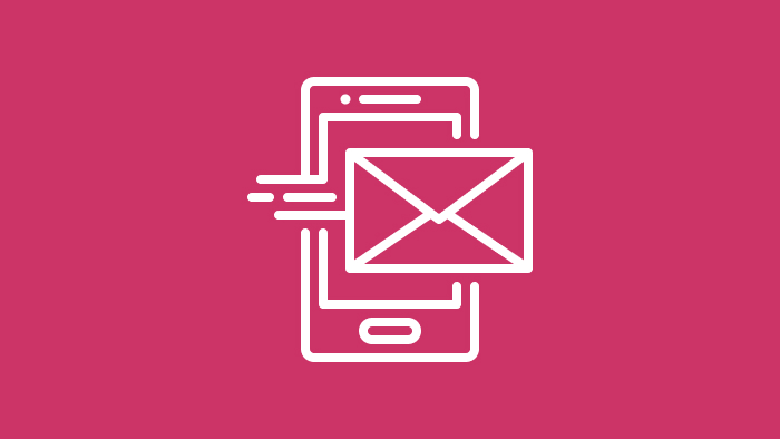 An illustration depicting an email being sent from a mobile device