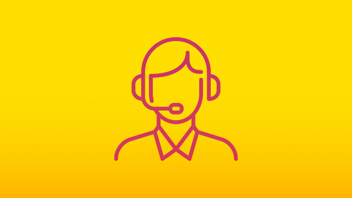 An illustration depicting a person wearing a microphone and headset