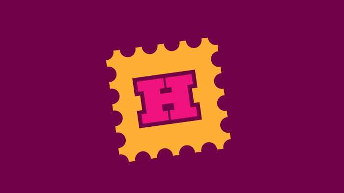 A postage stamp icon with an 'H' overlayed.