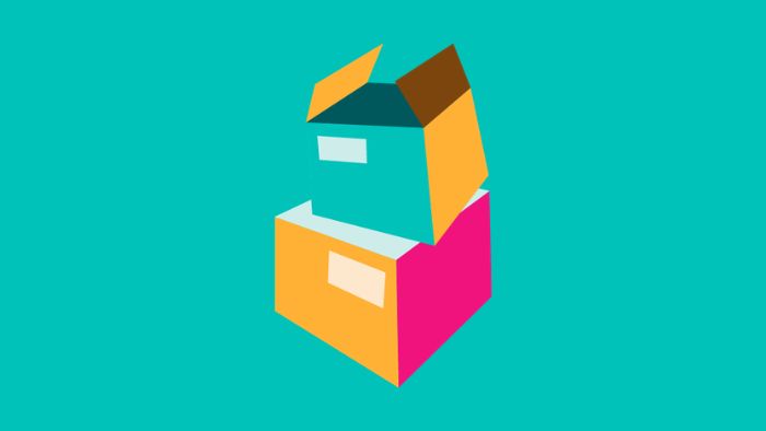 An illustration of two cardboard boxes, one on top of the other