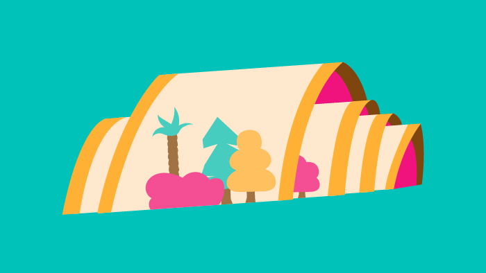 A cartoon icon of Sheffield's Winter Garden.