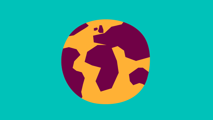A cartoon globe icon.