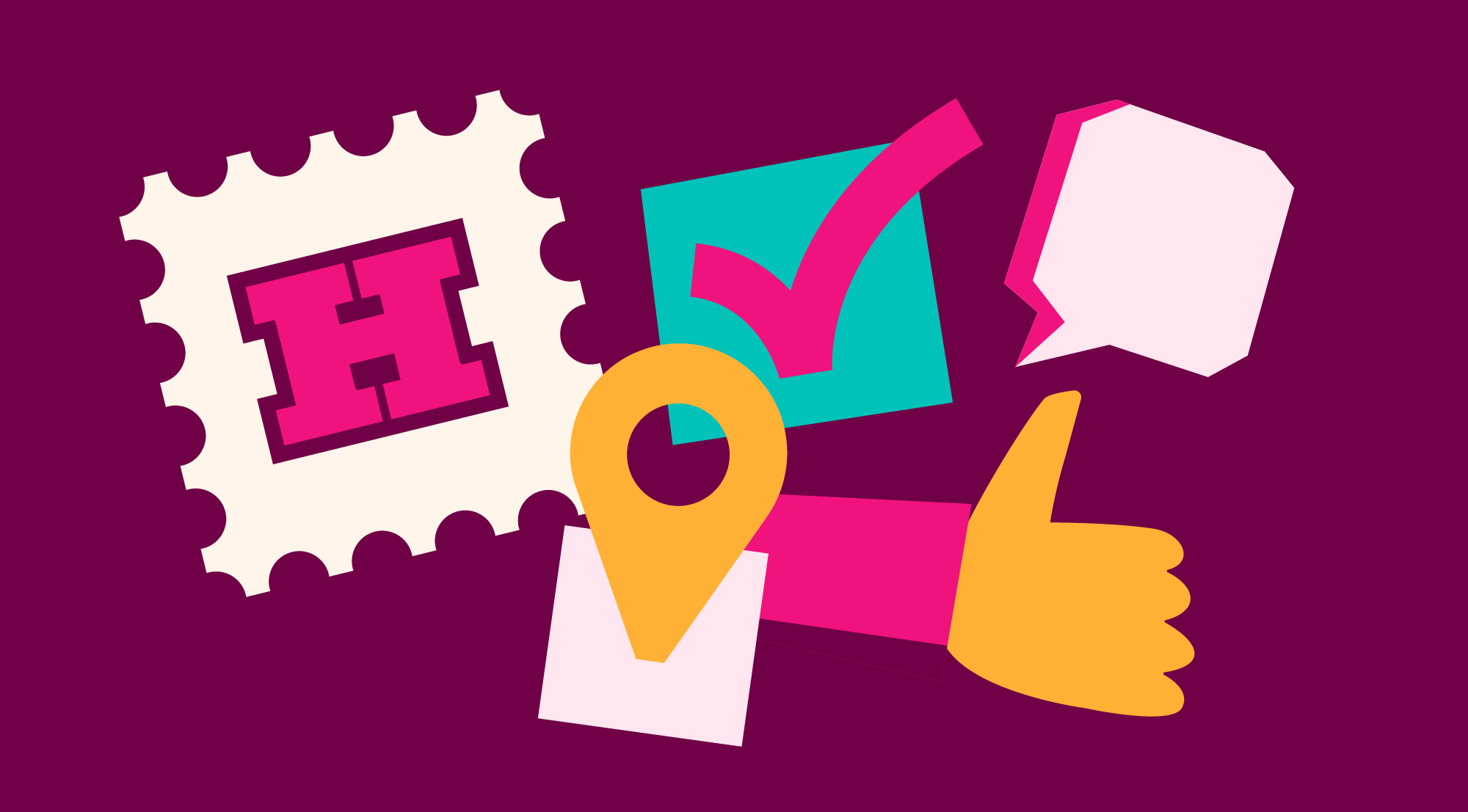 A pink banner populated with enrol icons.