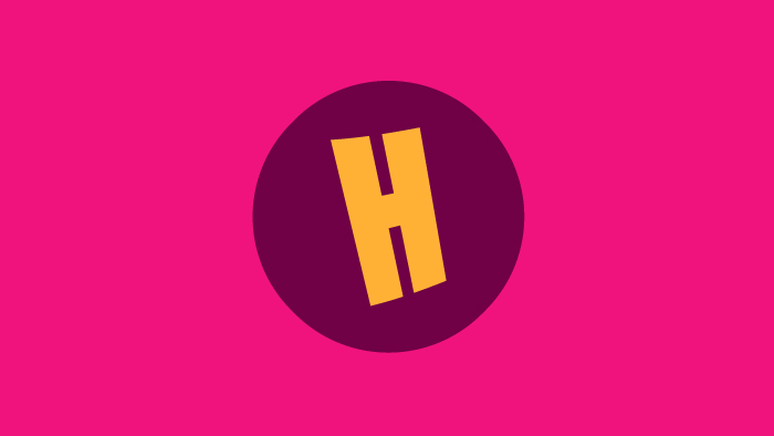 An 'H' icon against a pink background.