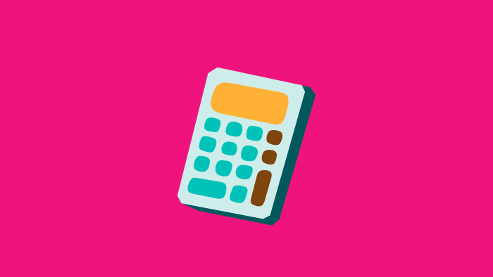 A cartoon calculator icon.