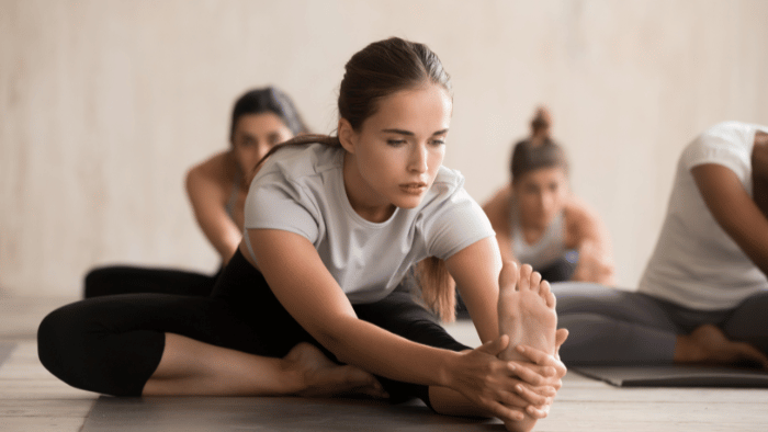 image of women in a yoga class