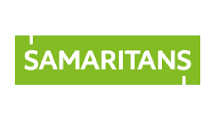 Green samaritans logo - samaritans written in white on green background