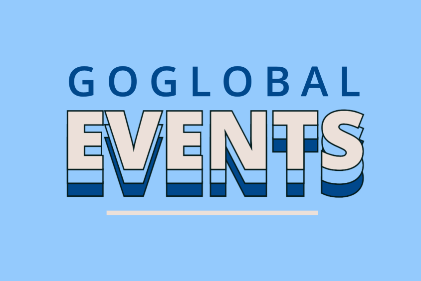 Blue background with the text GoGlobal Events