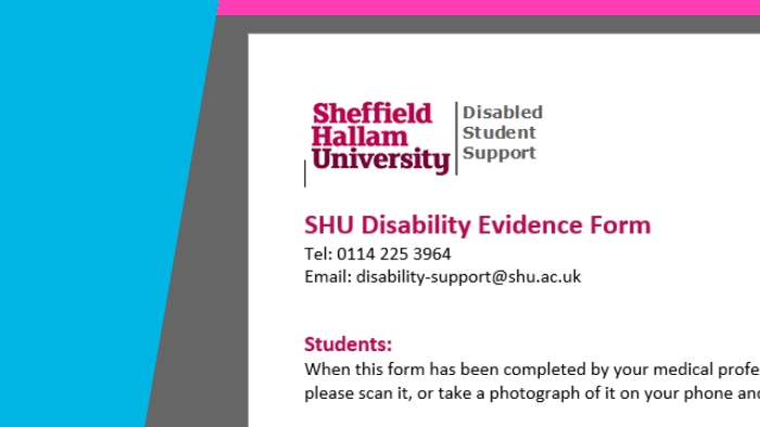 Picture of a Sheffield Hallam disability form