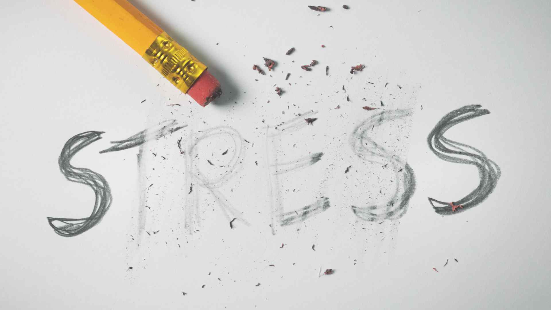 The word stress written in scribbled pencil, half rubbed out
