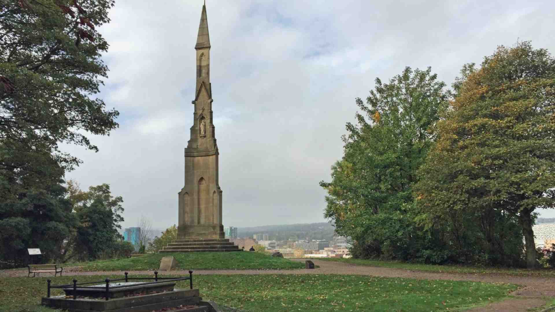Photo of Cholera Monument with Sheffield City Centre in the background