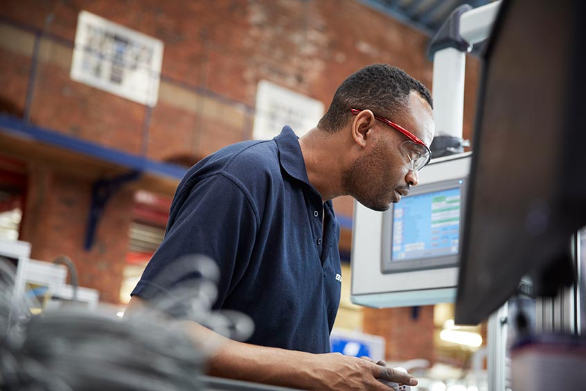 A man working with technical equipment