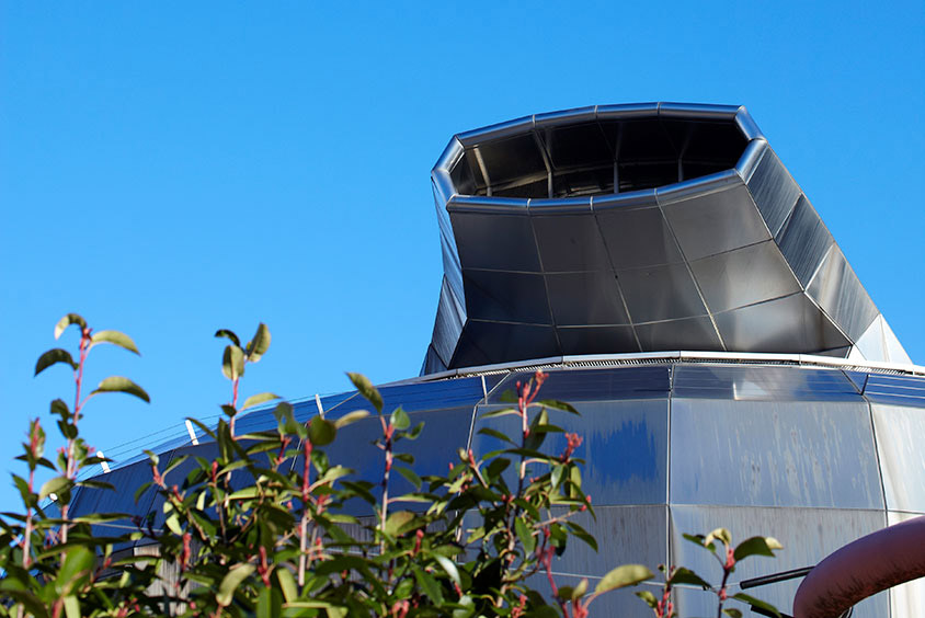 The top of The HUBS building