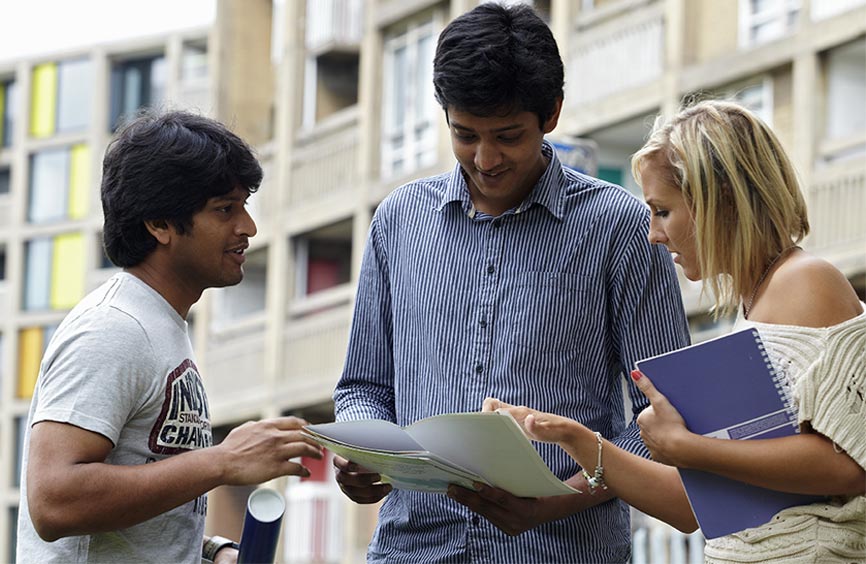 Hallam students discussing survey