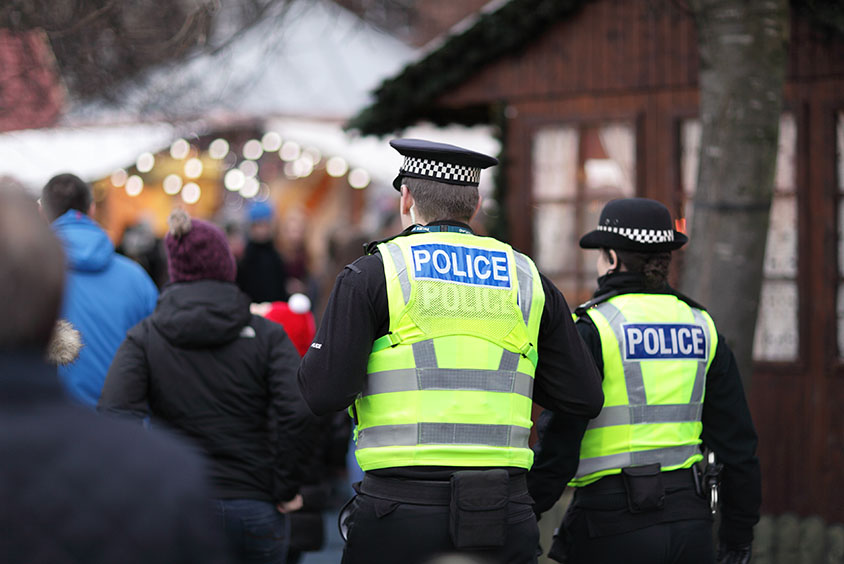 British police officers on patrol