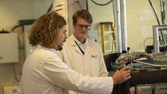 Working on Dext Heat technology: Dr Gareth Evans and Dr Pete Weston