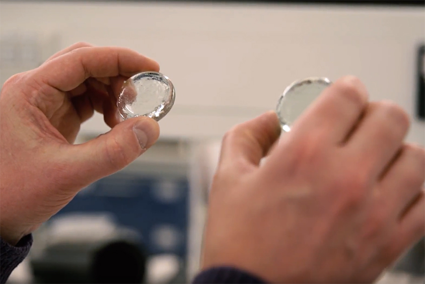 Glass samples made with biomass power plant ash